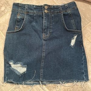 Free People Jean Mini Skirt